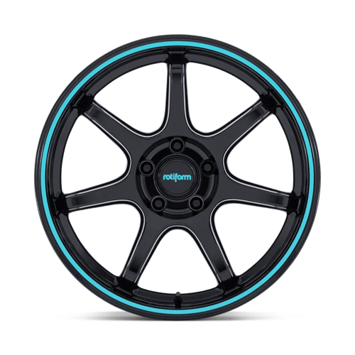 19X10.5 Rotiform RC208 BPU GLOSS BLACK W/ TEAL STRIPE 5X114.3