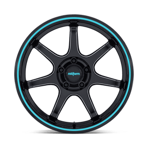 19X10.5 Rotiform RC208 BPU GLOSS BLACK W/ TEAL STRIPE 5X114.3