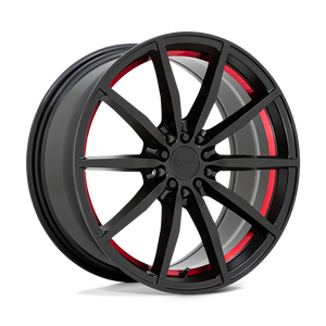 18" Ruff BURNOUT GLOSS BLACK W/ RED INNER LIP 5X112/5X120