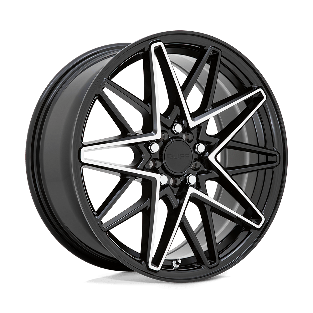 18X8 Ruff CLUTCH GLOSS BLACK W/ MACHINED FACE 5X100/5X114.3