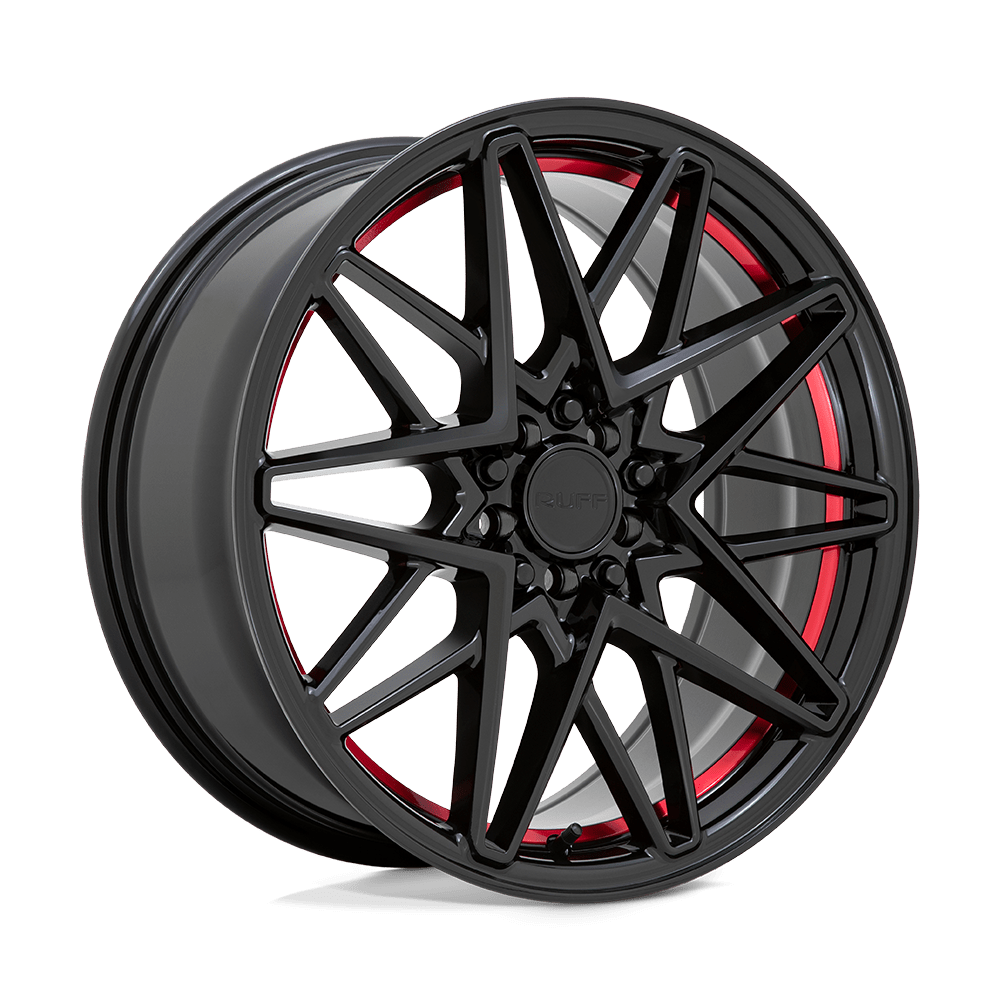 18" Ruff CLUTCH GLOSS BLACK W/ MACH RED LIP 5X108/5X114.3