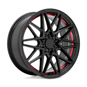 17X7.5 Ruff CLUTCH G-BLK W/ MACH RED INNER LIP 5X108/5X114.3