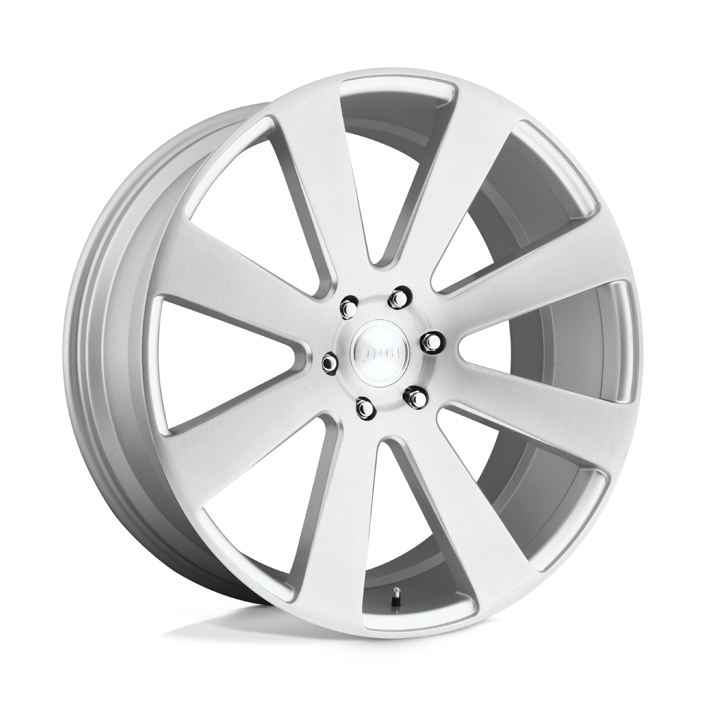22X9.5 DUB 1PC S213 8-BALL GLOSS SILVER BRUSHED 6X139.7
