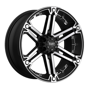 17X8 Tuff T01 FLAT BLACK W/ MACHINED FACE 6X135