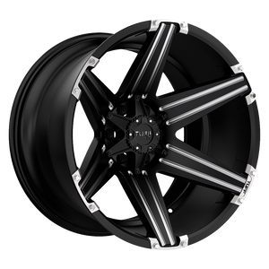 20X12 Tuff T12 SATIN BLACK W/ MILLED SPOKES 6X139.7