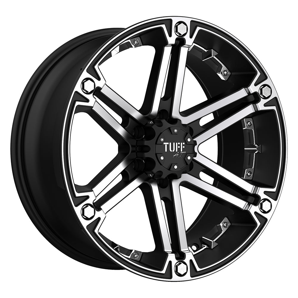 20X9 Tuff T01 FLAT BLACK W MACHFACE & CHRINS 6X139.7