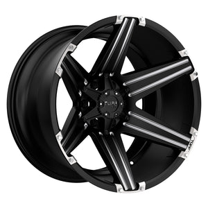 22X10 Tuff T12 SATIN BLACK W/ MILLED SPOKES 6X139.7