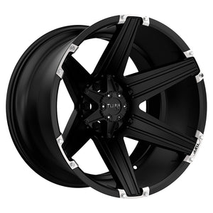 20X12 Tuff T12 SATIN BLACK W/ BRUSHED INSERTS 6X139.7