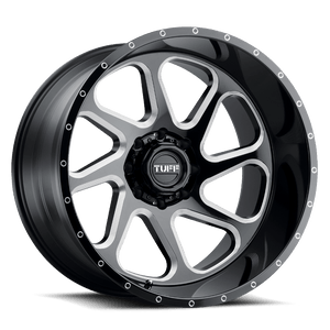22" Tuff T2B GLOSS BLACK W/ MILLED SPOKES 8X170