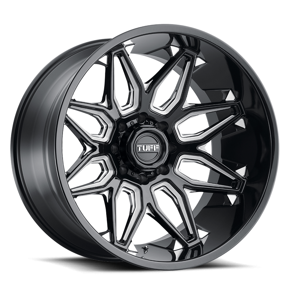 22" Tuff T3B GLOSS BLACK W/ MILLED SPOKES 5X127