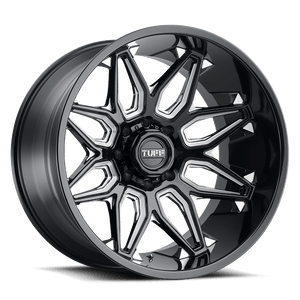 22" Tuff T3B GLOSS BLACK W/ MILLED SPOKES 5X127
