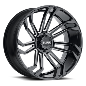 22X12 Tuff T21 GLOSS BLACK W/ MILLED SPOKES 6X135