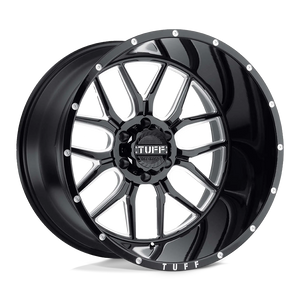 22" Tuff T23 GLOSS BLACK W/ MILLED SPOKES 6X139.7