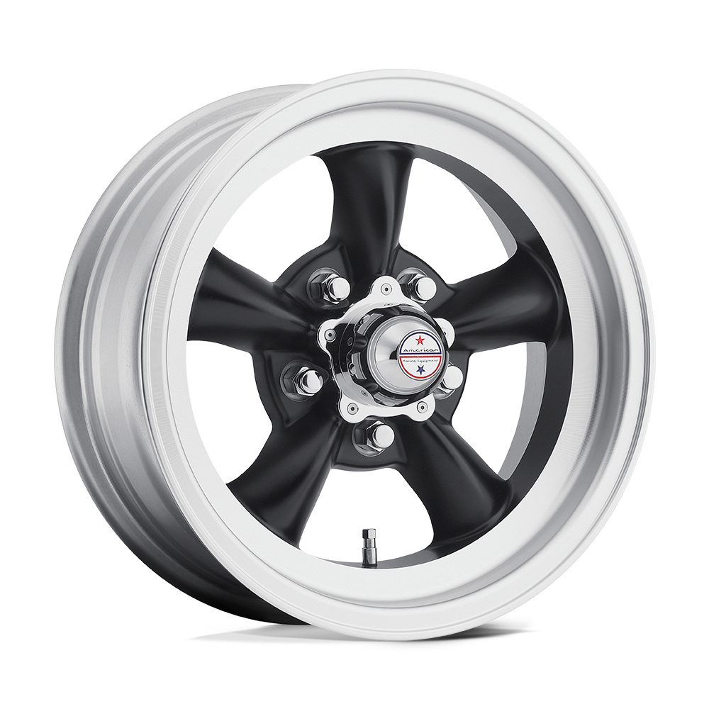 14X6 American Racing Vintage VN105 TORQ THRUST D SATIN  BLACK W/ MACHINED LIP 5X114.3
