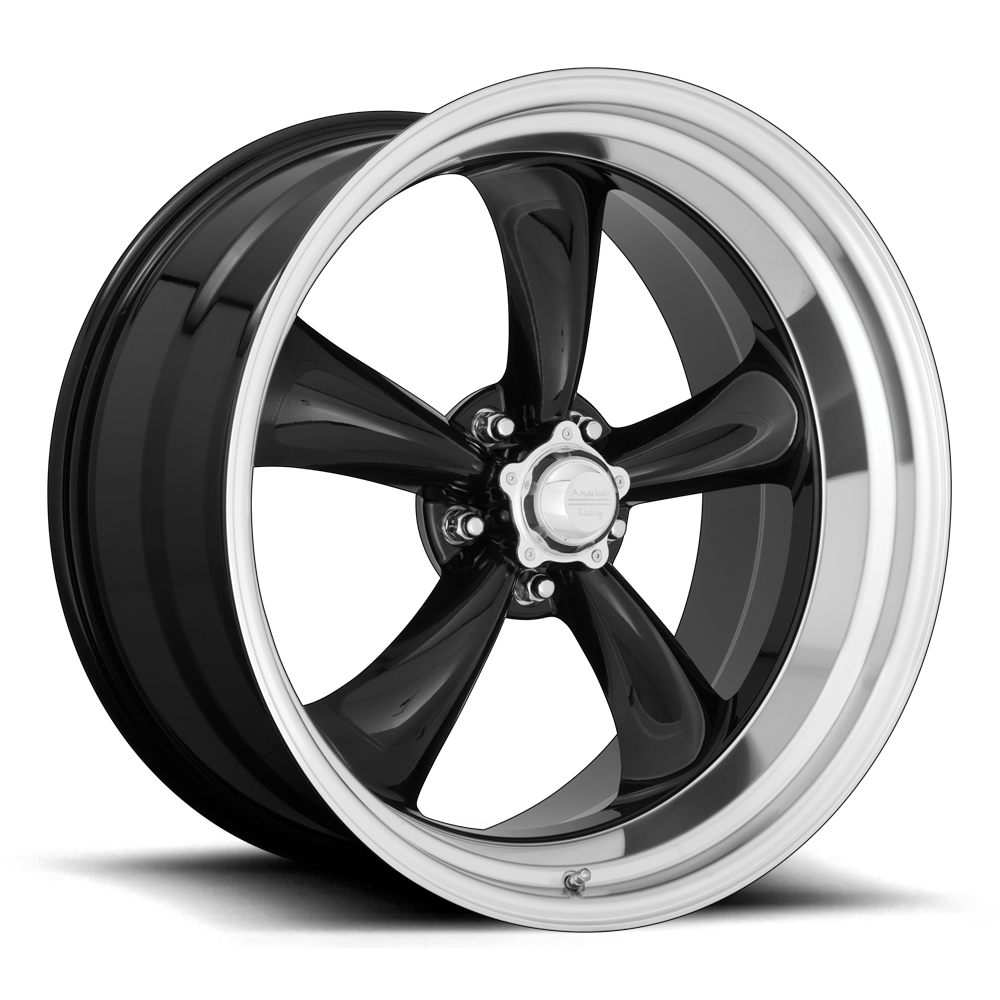 22X11 American Racing Vintage VN315 TORQ THRUST II 1 PC GLOSS BLACK MACHINED LIP 5X139.7