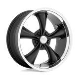 18X9.5 American Racing Vintage VN338 BOSS TT TEXTURED BLACK DIAMOND CUT LIP 5X114.3