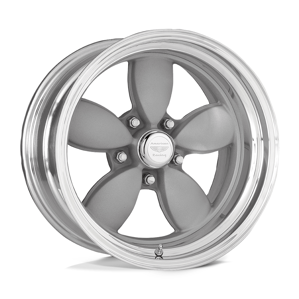 17X8 American Racing Vintage VN402 CLASSIC 200S TWO-PC MAG GRAY POLISH BARREL 5X114.3