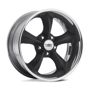 20X8.5 American Racing Vintage VN425 TORQ THRUST SL HOT ROD BLACK W/ POL LIP 5X127