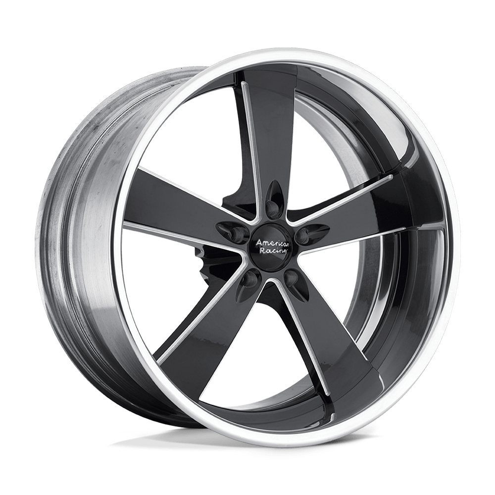 20X8.5 American Racing Vintage VN472 BURNOUT BLACK MILLED W/ POLISH BARREL 5X115