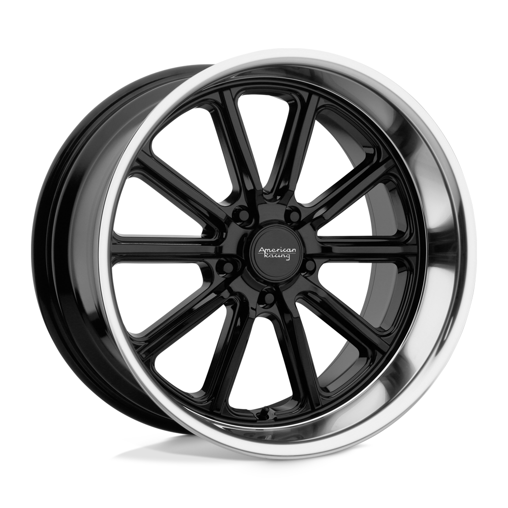 20X9.5 American Racing Vintage VN507 RODDER GLOSS BLACK W/ DIAMOND CUT LIP 5X114.3