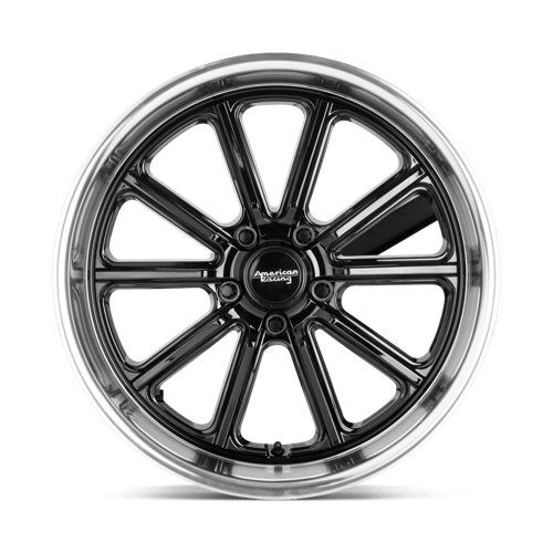 20X9.5 American Racing Vintage VN507 RODDER GLOSS BLACK W/ DIAMOND CUT LIP 5X114.3