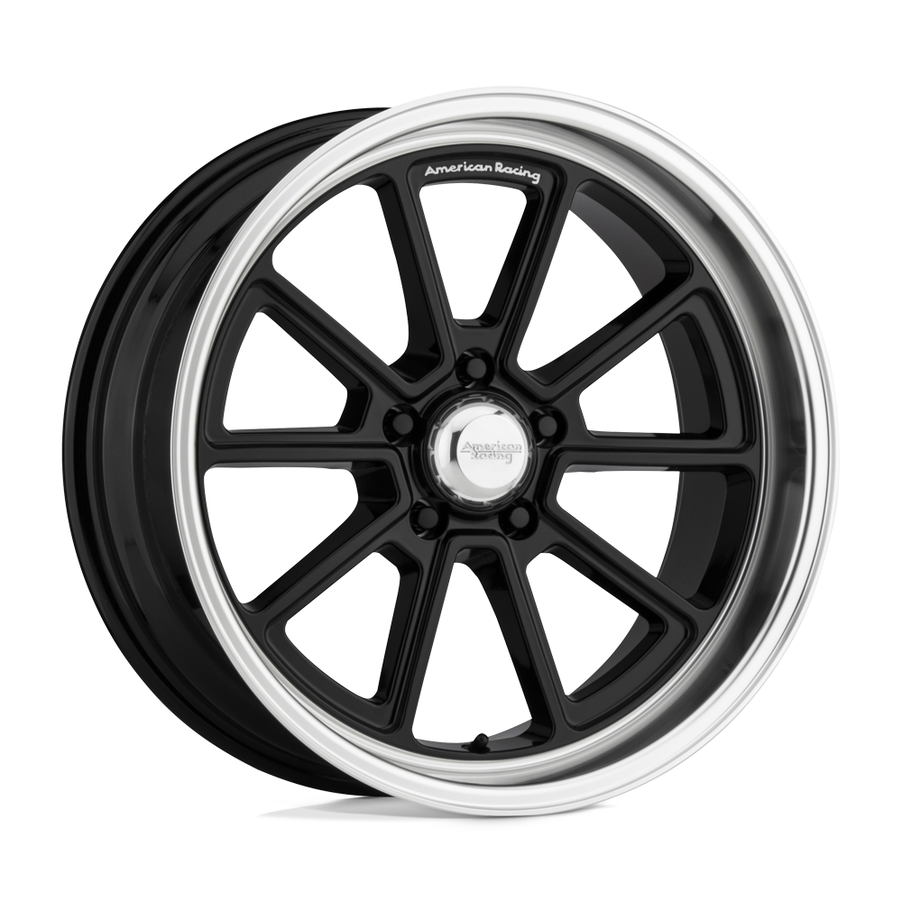 18X10 American Racing Vintage VN510 DRAFT GLOSS BLACK W/ DIAMOND CUT LIP 5X127