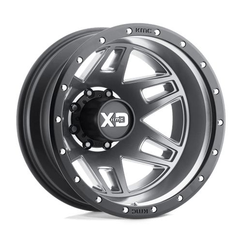 17X6.5 XD XD130 MACHETE DUALLY MATTE GRAY W/ BLACK RING 8X200