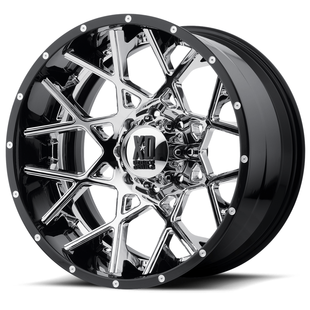 22X10 XD XD203 CHOPSTIX CHROME CENTER W/ G-BLK MILL LP 6X135