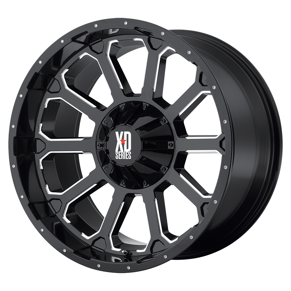 18X9 XD XD806 BOMB GLOSS BLACK W/ MILLED ACCENTS 5X110/5X115