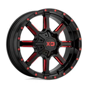 20X10 XD XD838 MAMMOTH GLOSS BLACK MILLED W/ RED TINT 8X170