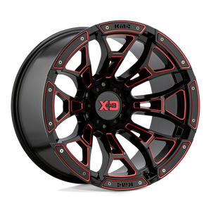 20X10 XD XD841 BONEYARD GLOSS BLACK MILLED W/ RED TINT 8X165.1