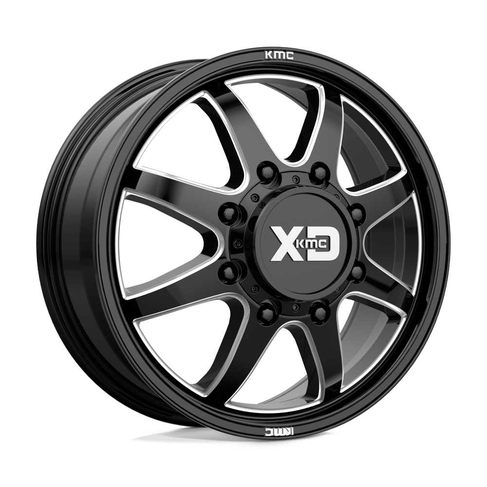 22X8.25 XD XD845 PIKE DUALLY GLOSS BLACK MILLED - FRONT 8X165.1