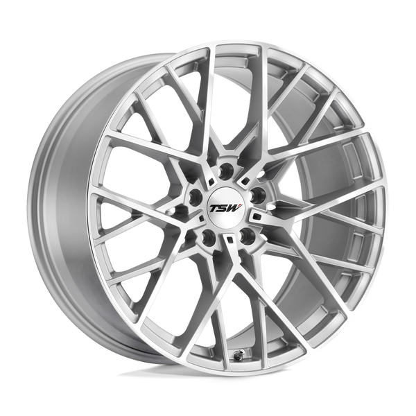 18X8.5 TSW SEBRING RIMS - SILVER W/  MIRROR CUT FACE 5X108