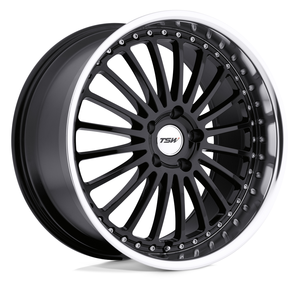 17" TSW SILVERSTONE GLOSS BLACK W/ MIRROR CUT LIP 5X110
