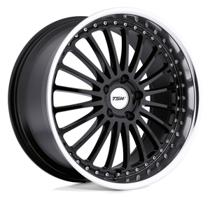 18X8 TSW SILVERSTONE GLOSS BLACK W/ MIRROR CUT LIP 5X114.3