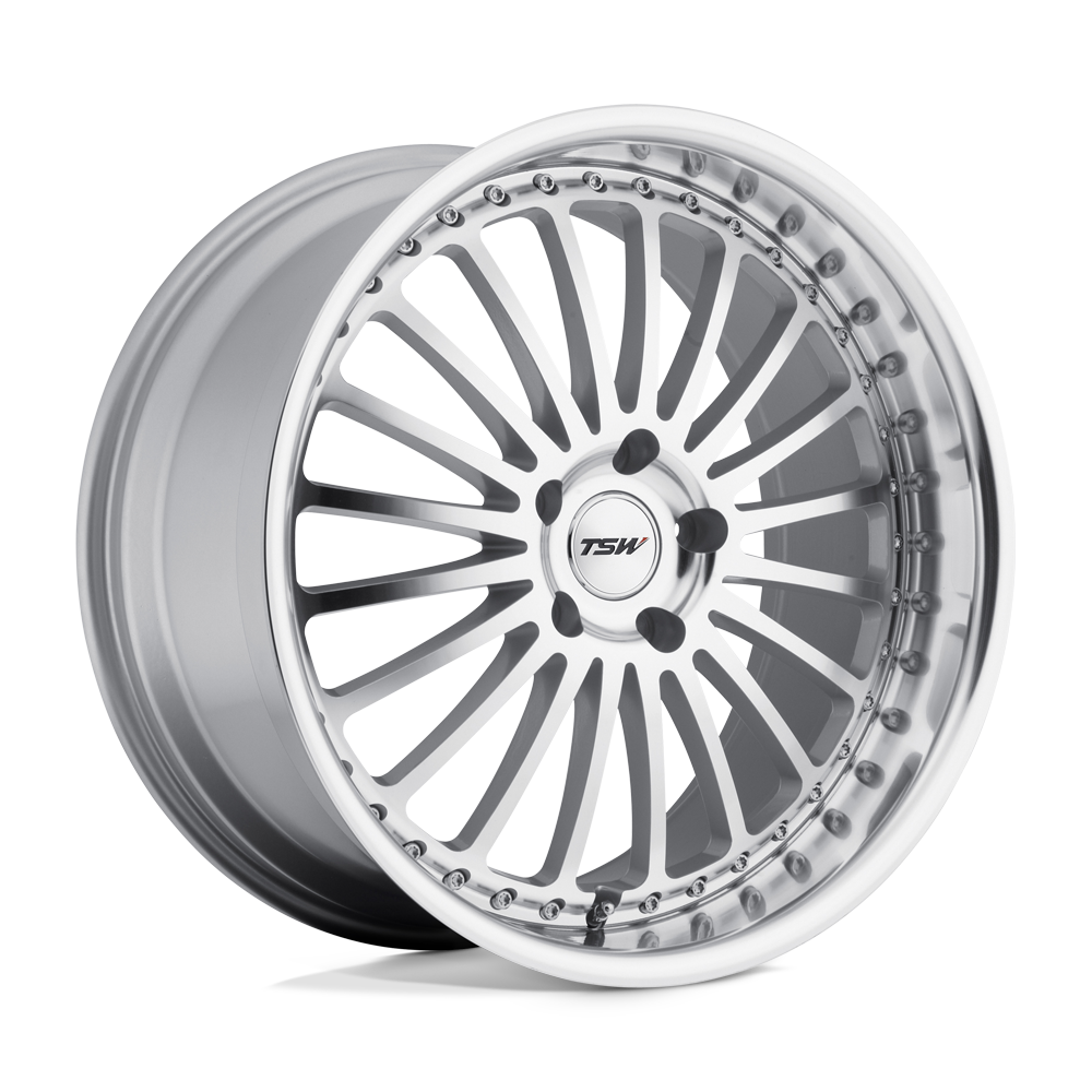 22" TSW SILVERSTONE SILVER MIRROR CUT FACE & LIP 5X120