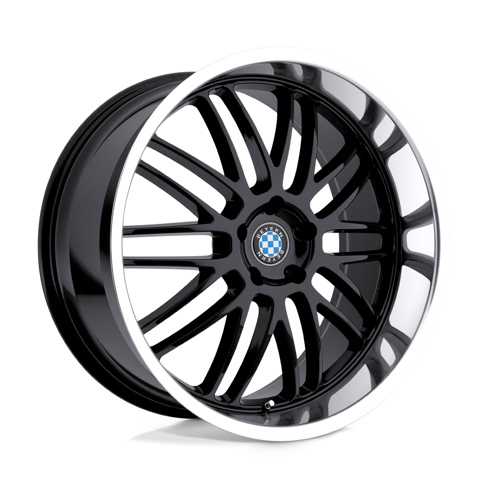 20X8.5 Beyern MESH GLOSS BLACK W/ MIRROR CUT LIP 5X120