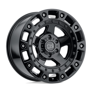 20" Black Rhino Hard Alloys CINCO GLOSS BLACK W/ STAINLESS BOLT 5X150