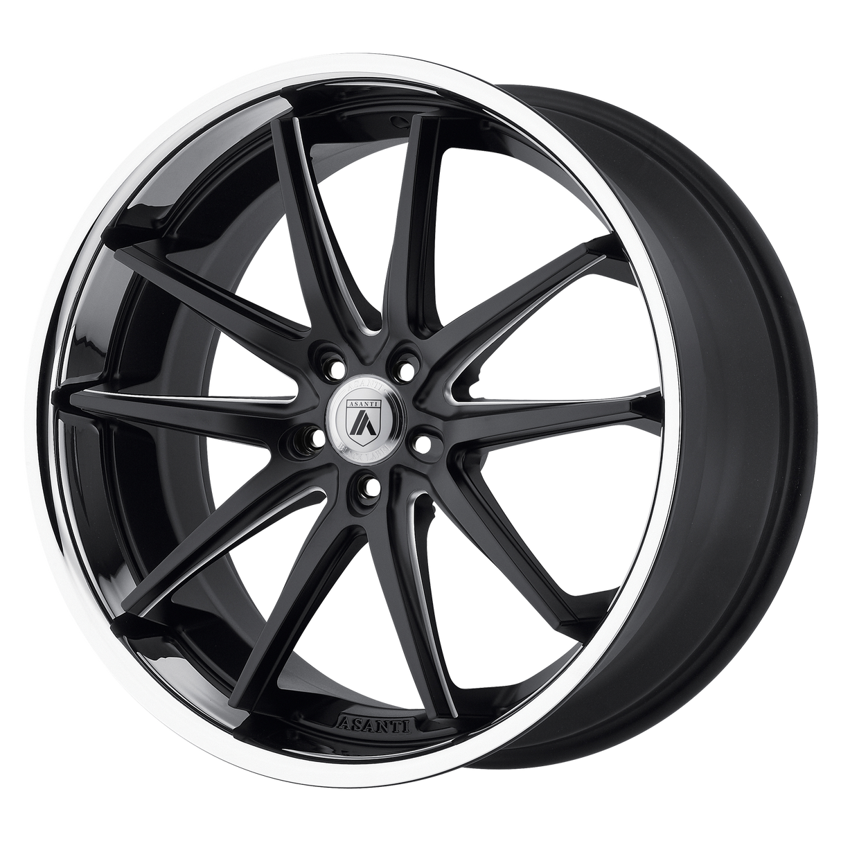 20X8.5 Asanti Black ABL-5 ALTAIR MATTE BLACK MILLED W/ SS LIP 5X130
