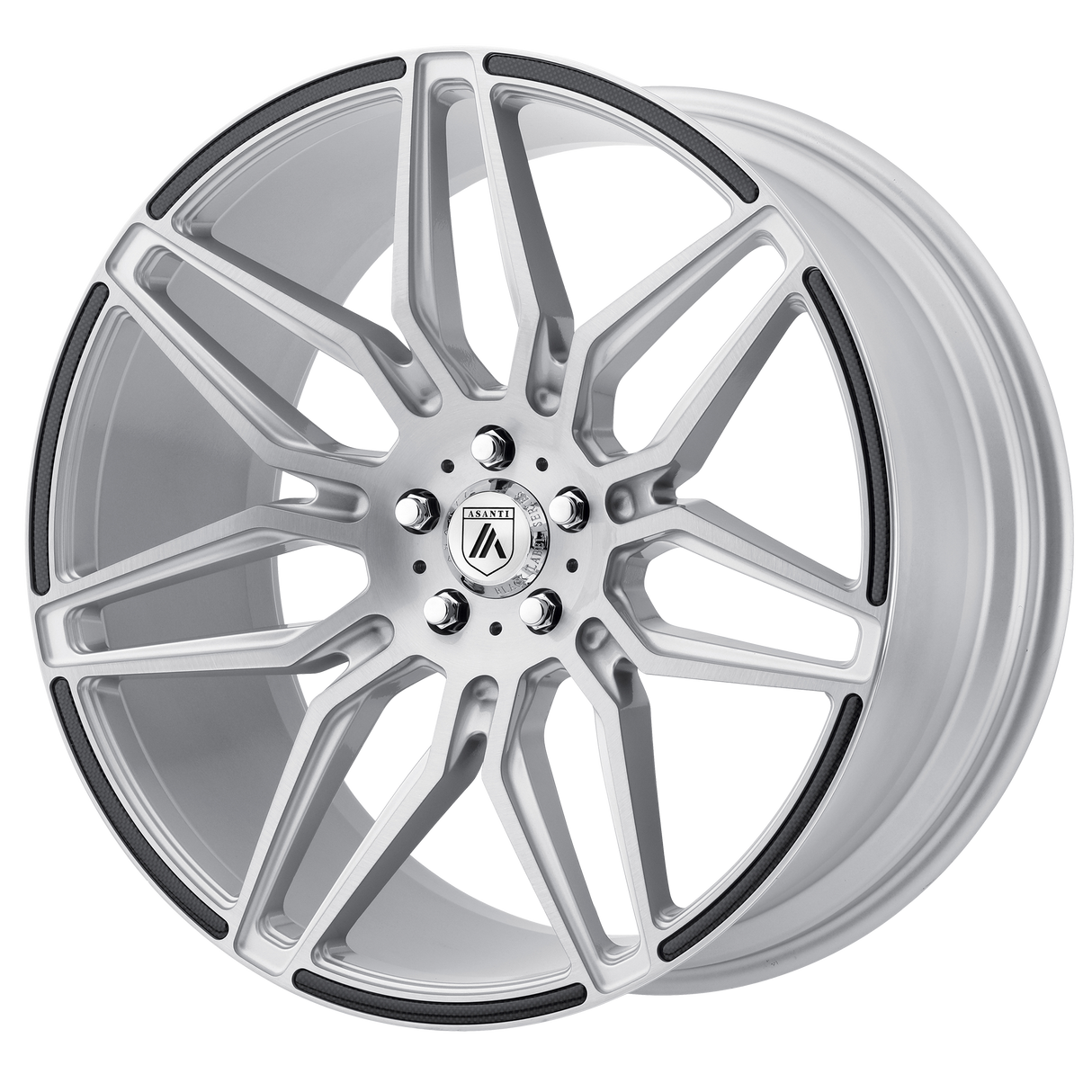 22X10.5 Asanti Black ABL-11 SIRIUS BRUSH SILVER W/ CARBON INSERTS 5X115