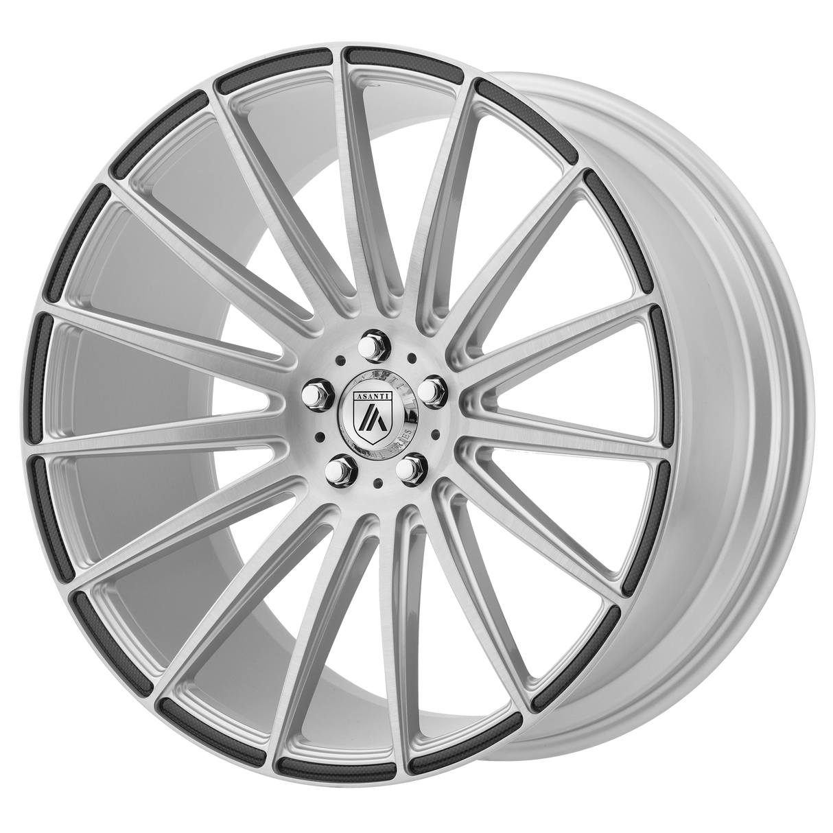20X9 Asanti Black ABL-14 POLARIS BRUSHED SILVER W/ CARBON FIBER 5X120