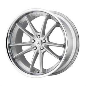 24X9 Asanti Black ABL-23 SIGMA BRUSHED SILVER W/ CHROME LIP 5X112