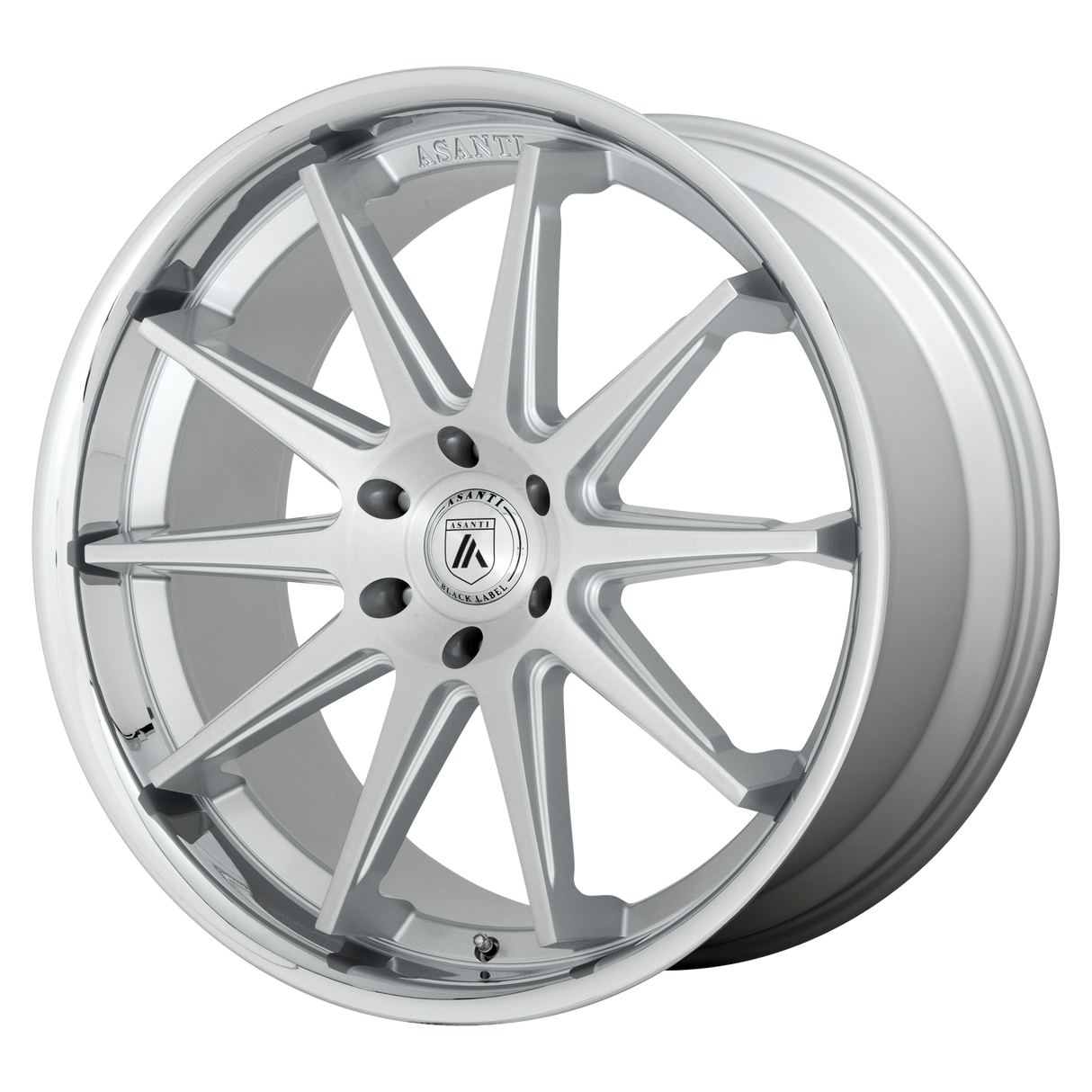 22X10 Asanti Black ABL-29 EMPEROR BRUSHED SILVER W/ CHROME LIP 5X120