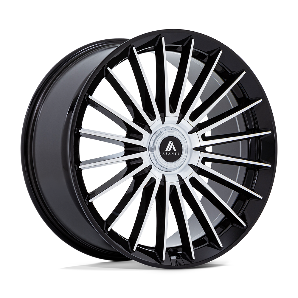 24X10 Asanti Black AB048 VICEROY GLOSS BLACK W/ MACHINED FACE 5X112/5X120