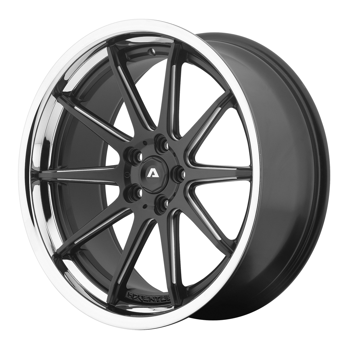 22X9 Adventus AVS-4 SATIN BLACK MILLED W/ SS LIP 5X120