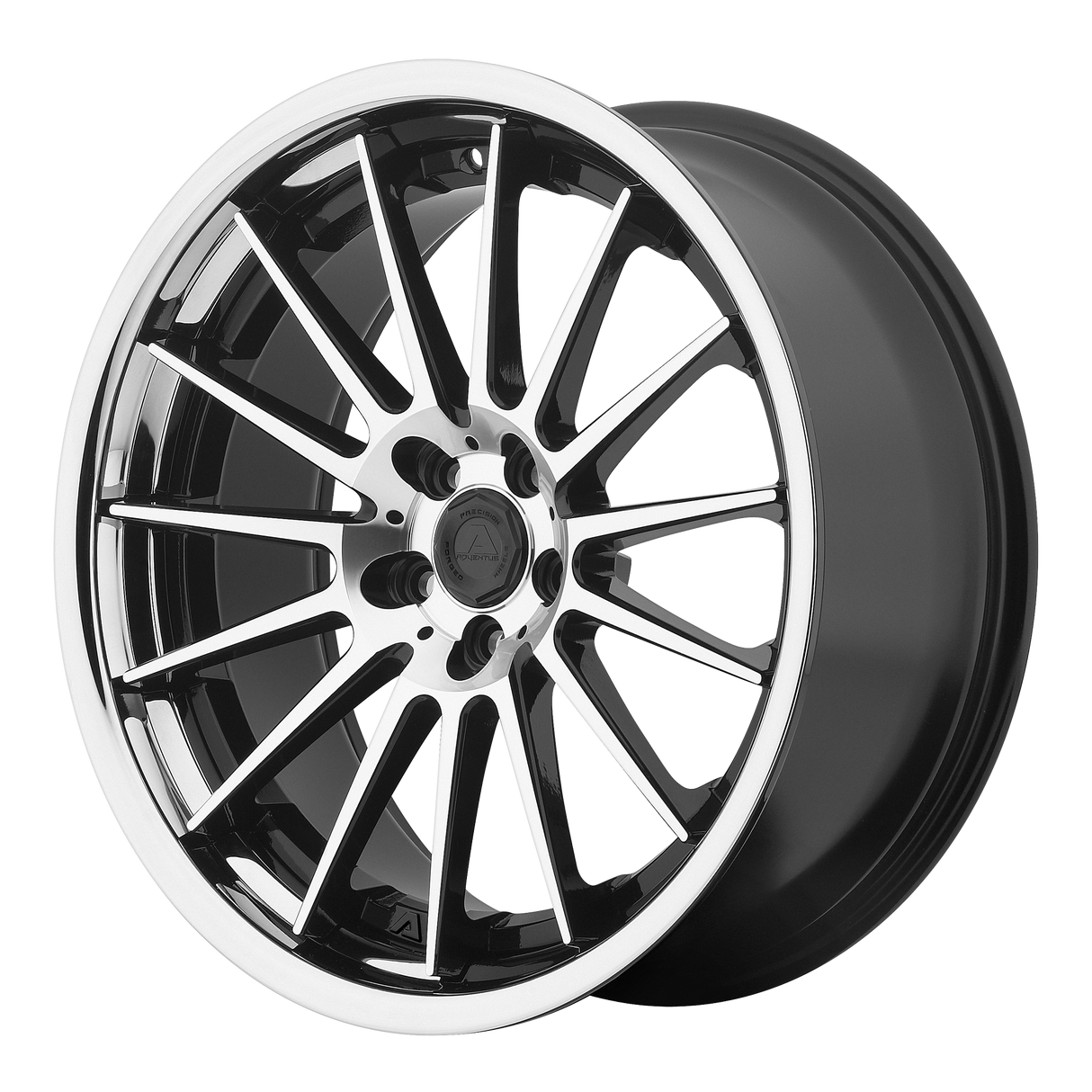 20X8.5 Adventus AVS-5 GLOSS BLACK MACHINED W/ SS LIP 5X114.3