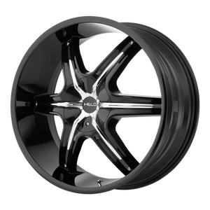 22X9 Helo HE891 GLOSS BLACK W G-BLCK & CHR ACC 6X139.7