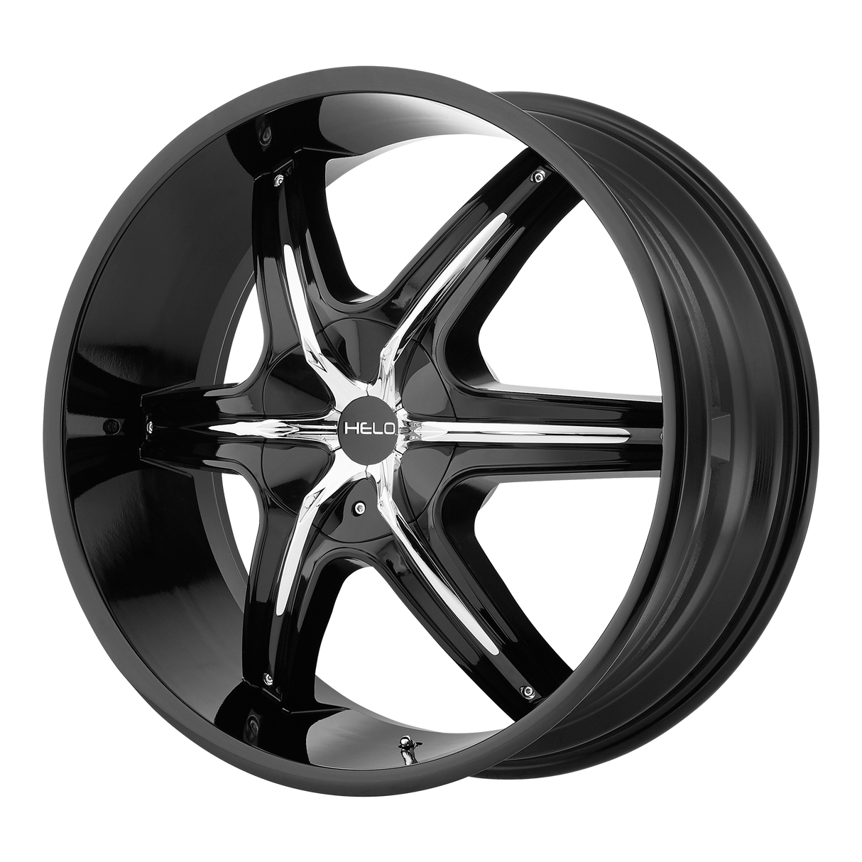 22X9 Helo HE891 GLOSS BLACK W G-BLCK & CHR ACC 6X139.7
