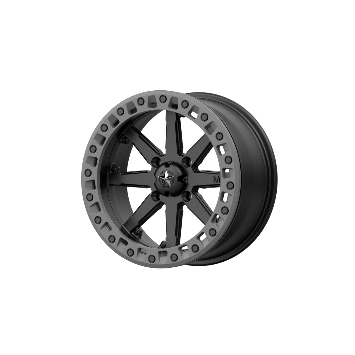 18X7 MSA Offroad Wheels M31 LOK2 BEADLOCK SATIN BLACK W/ MATTE GRAY RING 4X156