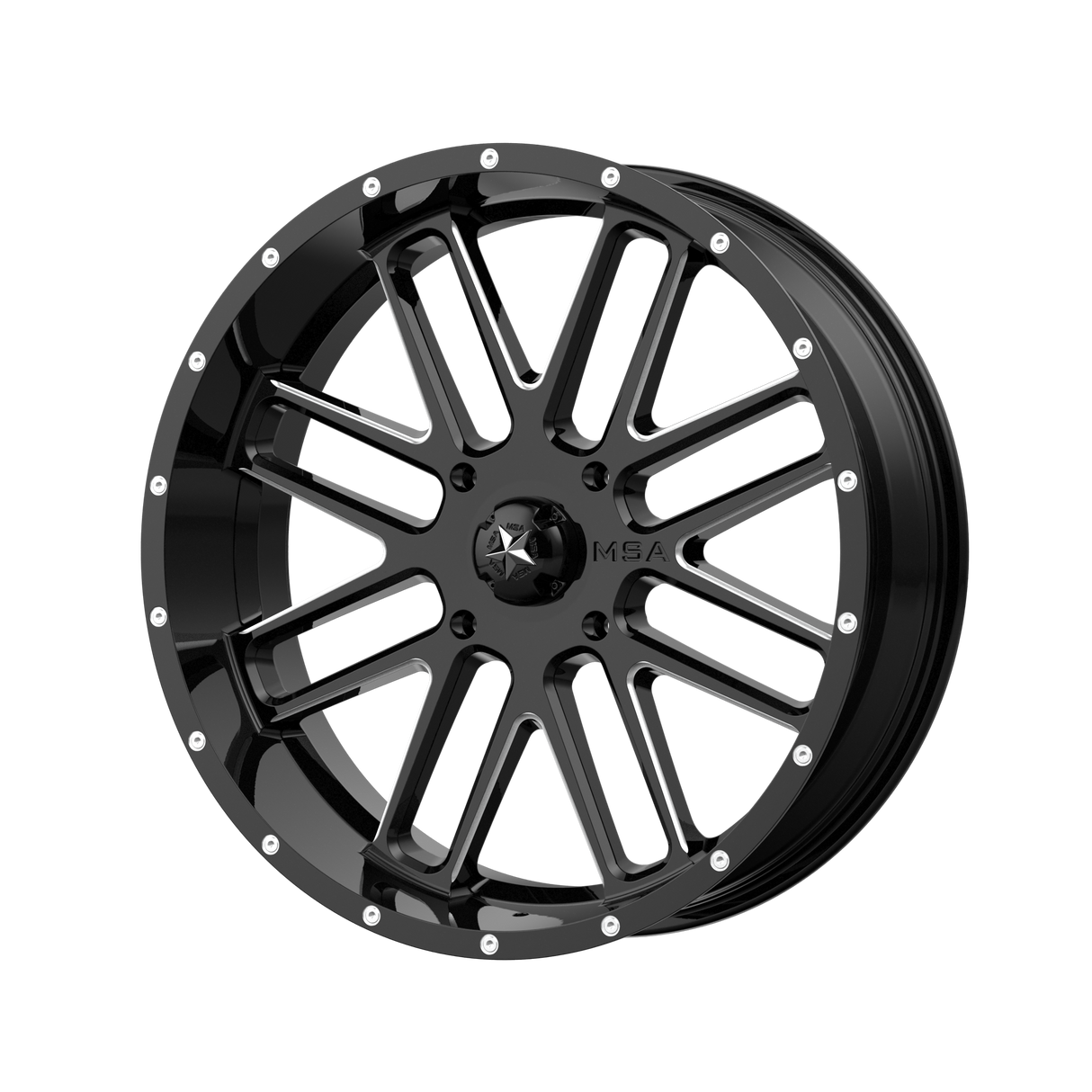 22X7 MSA Offroad Wheels M35 BANDIT GLOSS BLACK MILLED 4X137